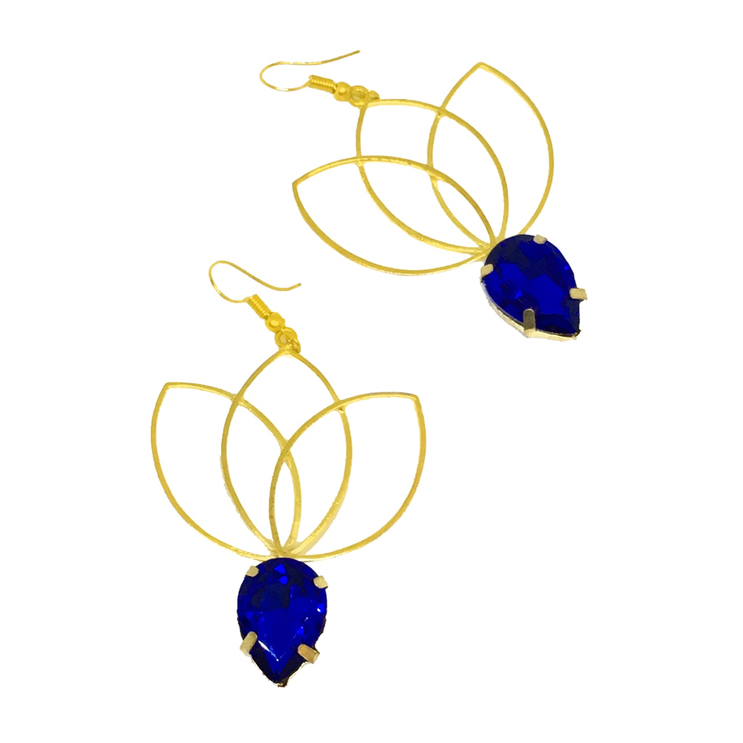 Lotus Persian Blue Drop Earrings