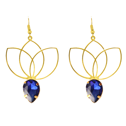 Lotus Persian Blue Drop Earrings