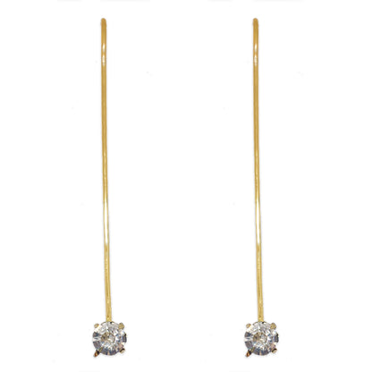Gold Plated Crystal Chaton Stick Earrings