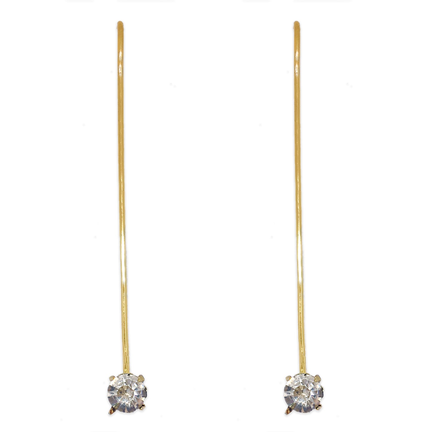 Gold Plated Crystal Chaton Stick Earrings