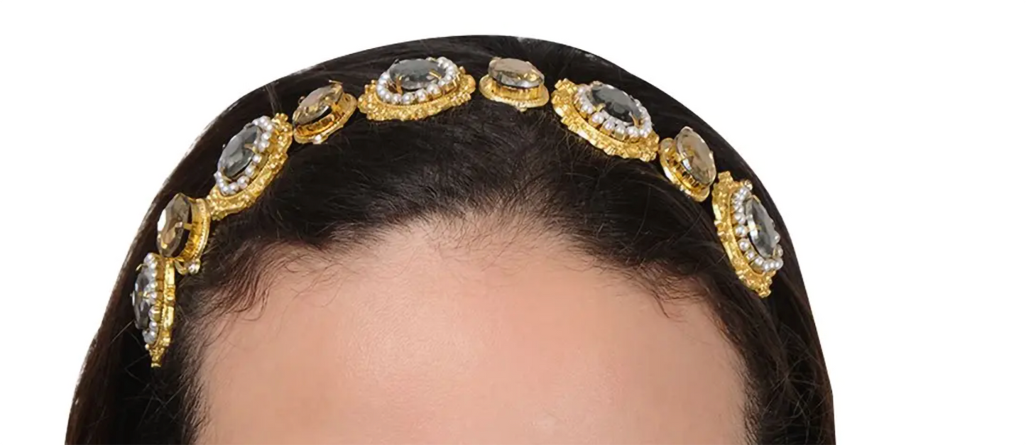 Shereen White Pearl Smoke Black Victorian Headband