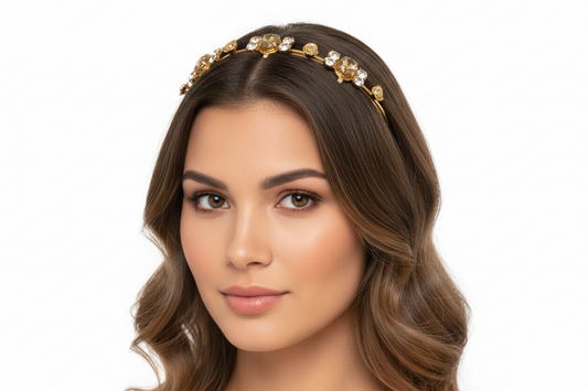Goldplated Rose Fleur Topaz Golden Shadow Headband