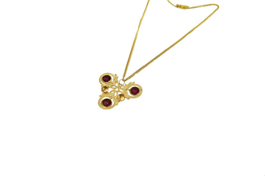 Goldplated Fuchsia Rivoli Long Neckpiece