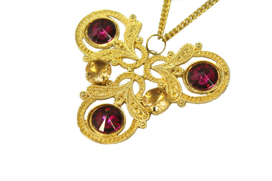 Goldplated Fuchsia Rivoli Long Neckpiece