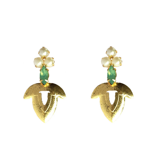 18K Goldplated Nutshell Pacific Opal Earrings
