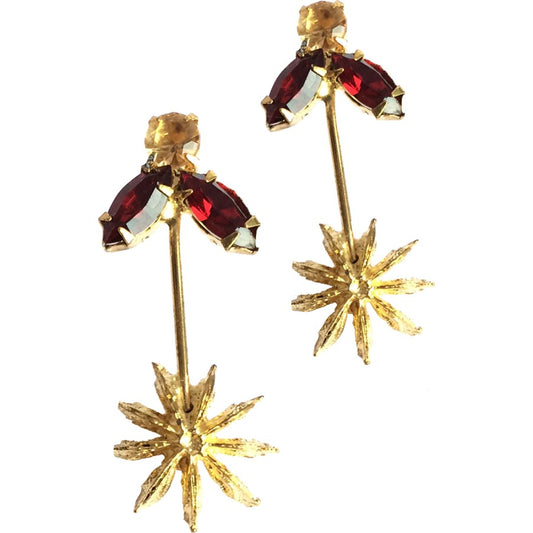 Red Star Anise Flower Earrings