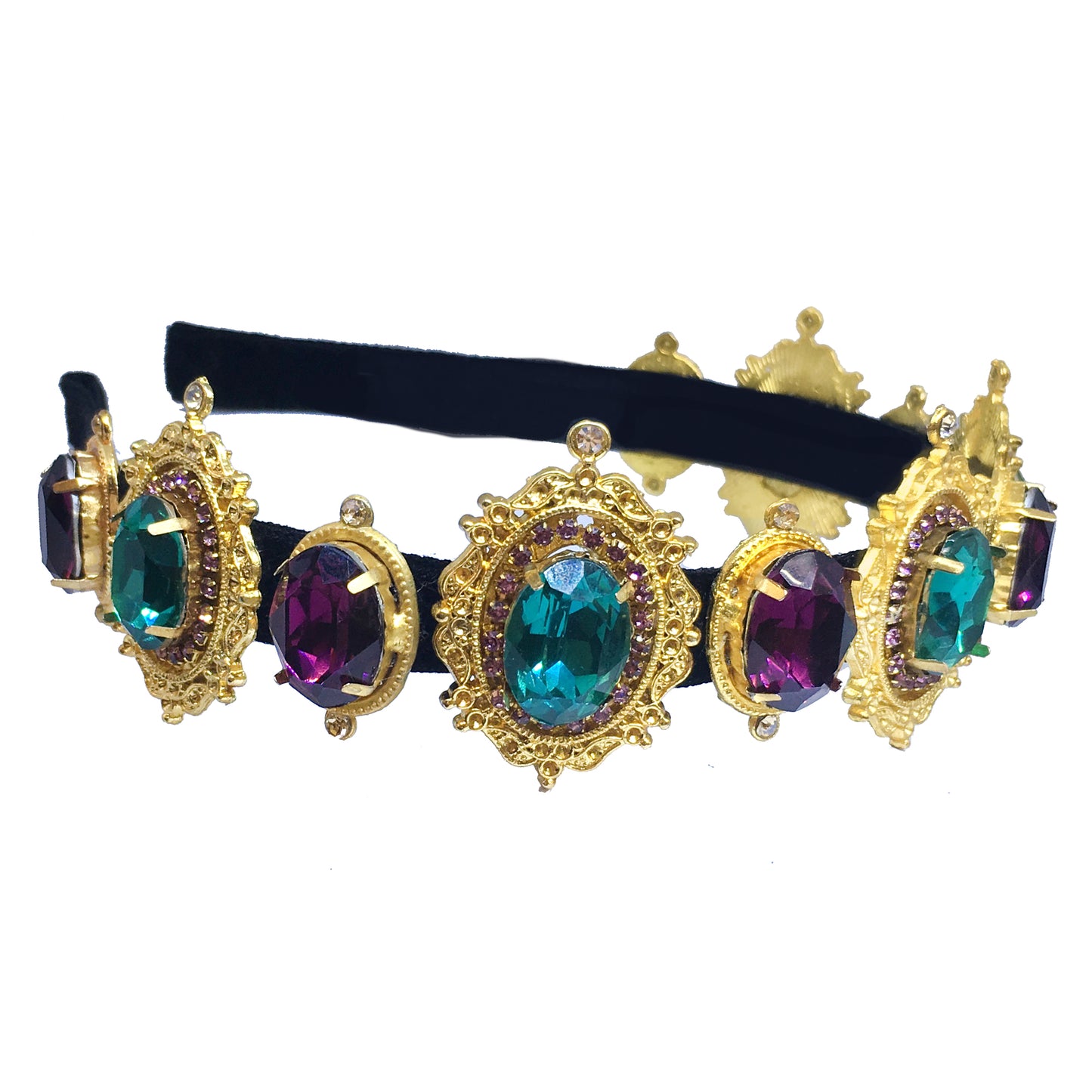 Purple Teal Green Victorian Headband