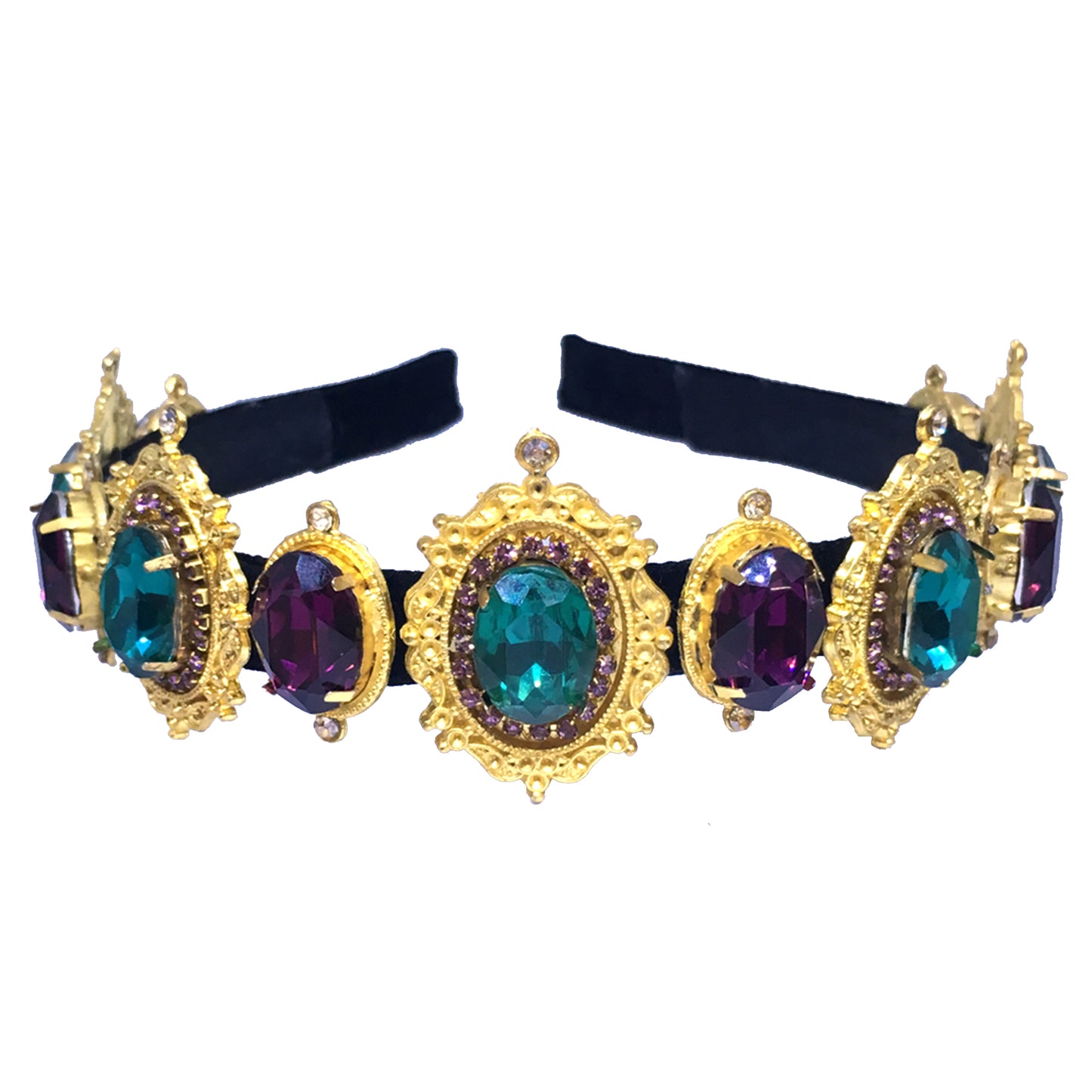 Purple Teal Green Victorian Headband