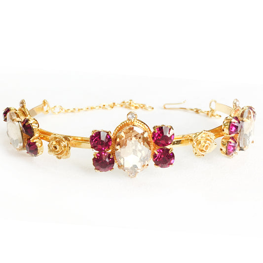 Rose Fuchsia Fleur Gold Choker