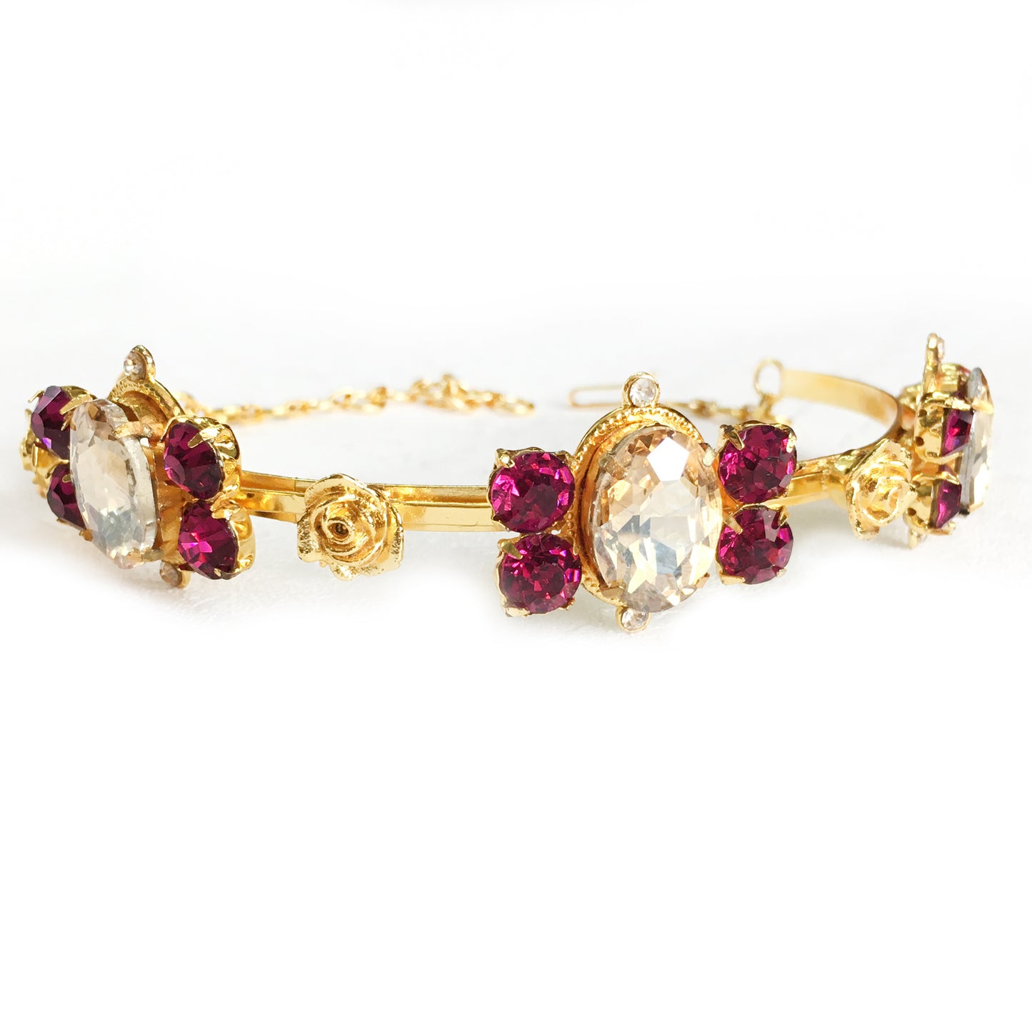 Rose Fuchsia Fleur Gold Choker