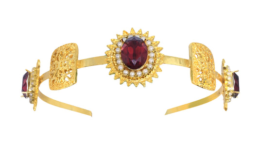 22K Gold Plated Red Pearl Hairband