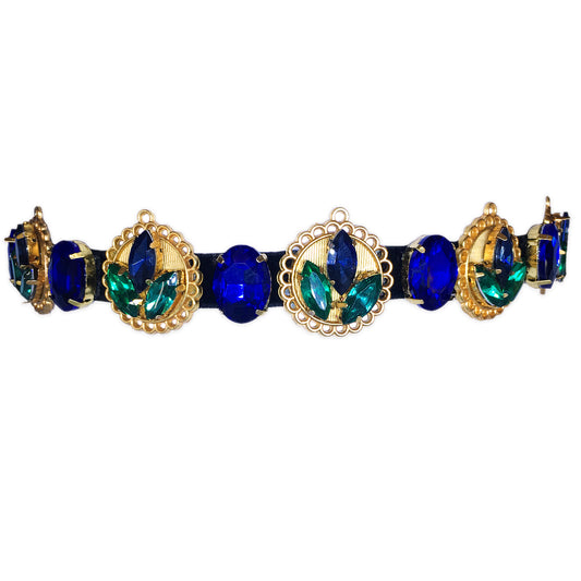 Gold Plated Blue And Green Color Hairband