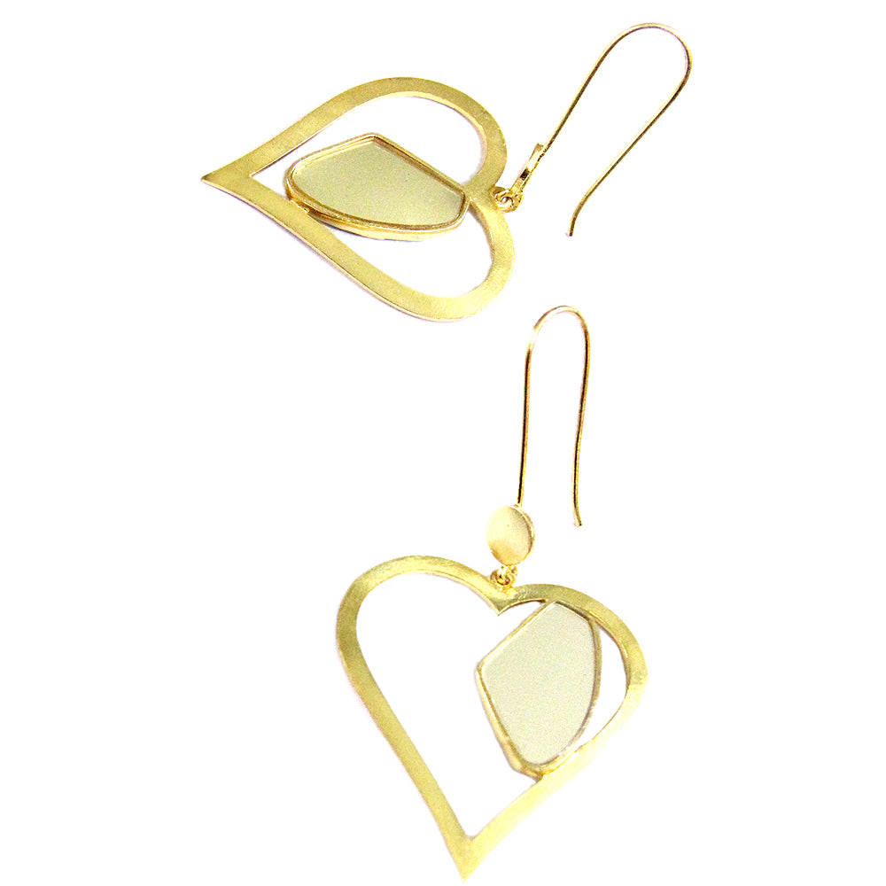 Pieces of My Heart Galactic Cut Flat Stone Ear Danglers
