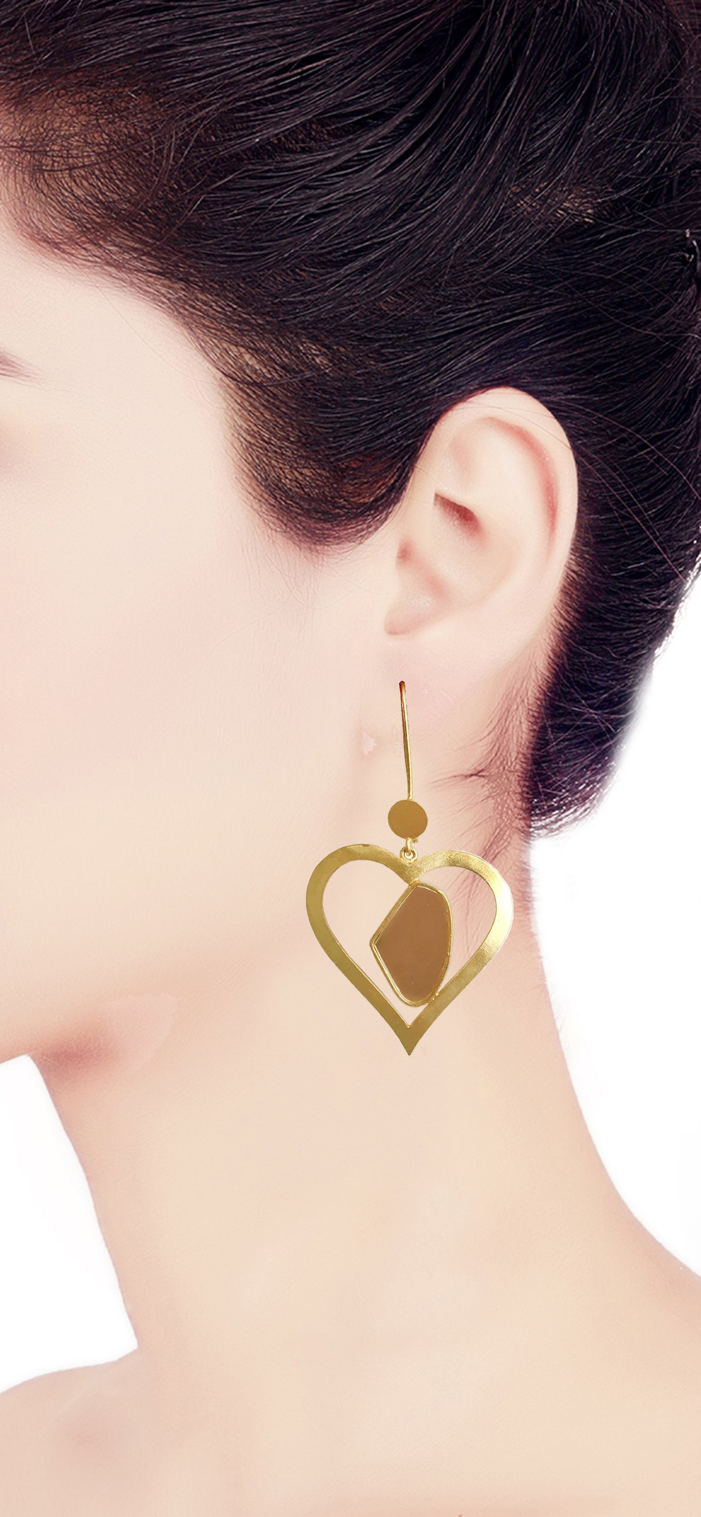 Pieces of My Heart Galactic Cut Flat Stone Ear Danglers