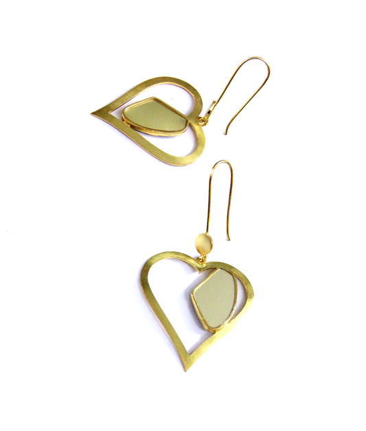 Gold-plated Piece of my Heart Galactic Cut Flat Stone Earring