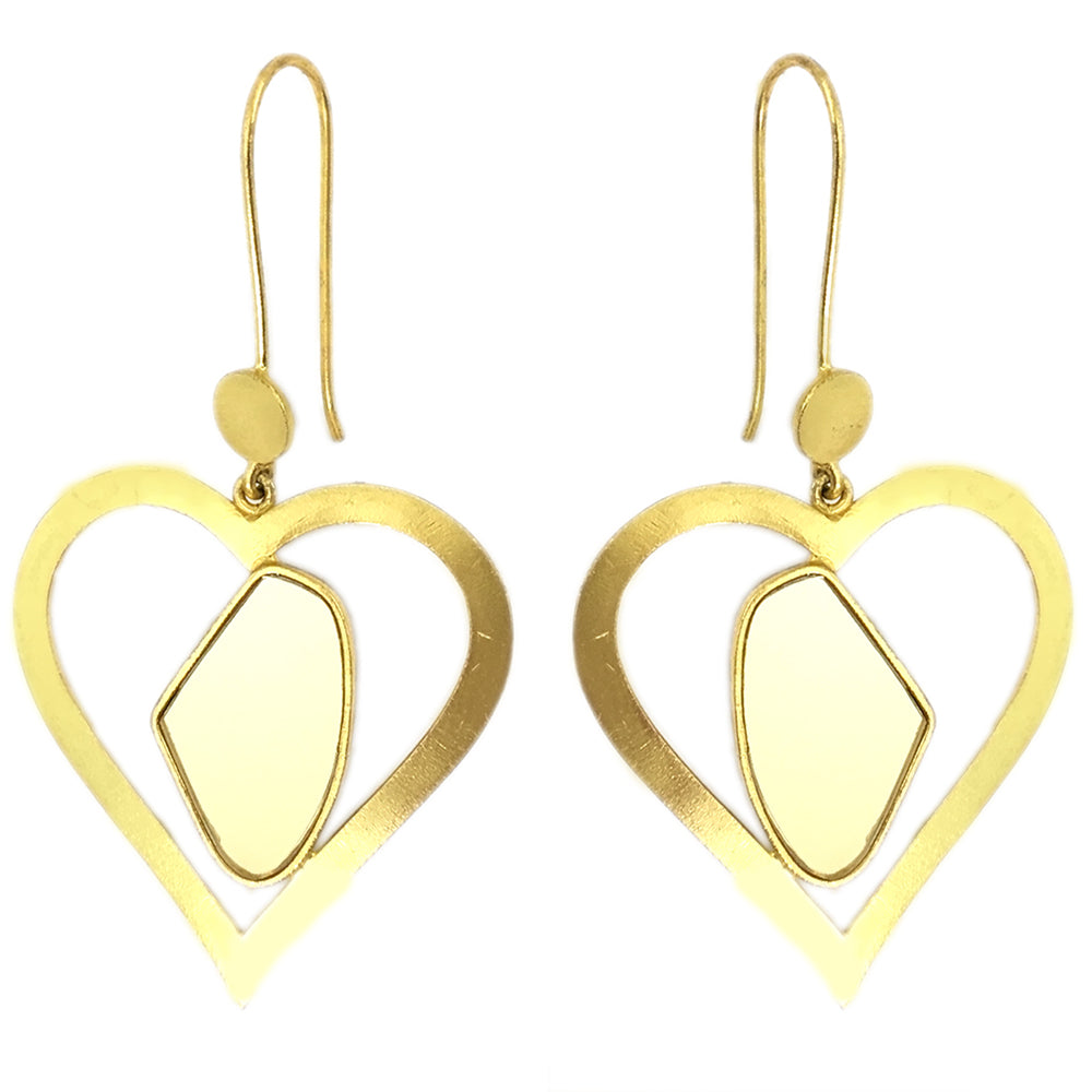 Pieces of My Heart Galactic Cut Flat Stone Ear Danglers