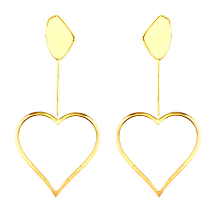 Gold Plated Oversized Heart Galactic Cut Stick  Earrings