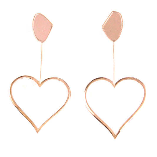 Rose -Gold Plated Galactic Cut Stick Heart Earrings