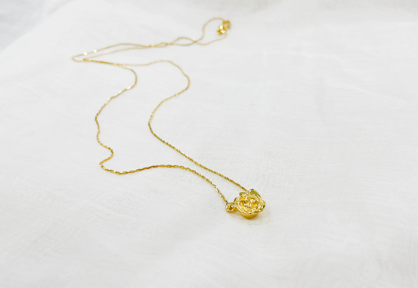 Gold-Plated Rose Pendant Necklace