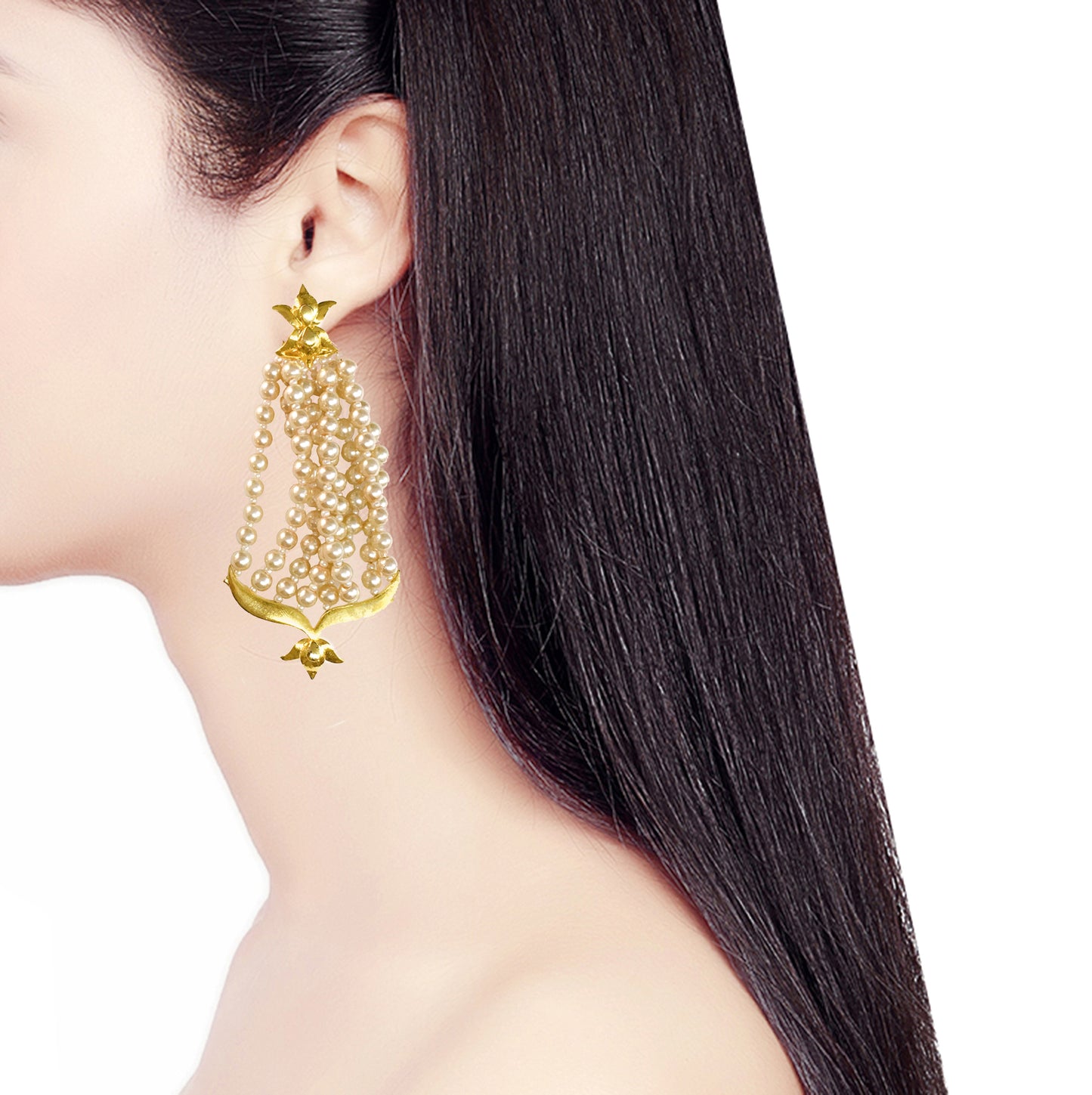 Gold-plated Lotus Fleur Rani Pearl Earrings