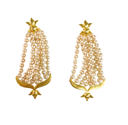 Gold-plated Lotus Fleur Rani Pearl Earrings