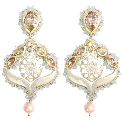 JADE OPAL ARABESQUE CHANDELIER PHULKARIYAAN EARRINGS