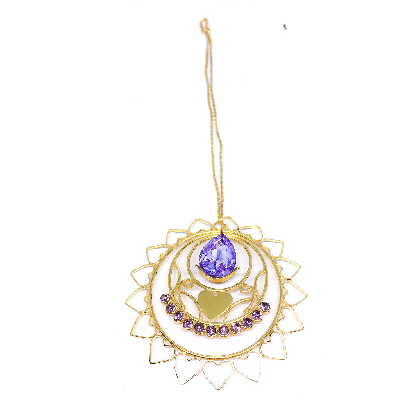 GOLDPLATED HEART RADIAL LAVENDER PHULKARIYAAN MAANGTEEKA