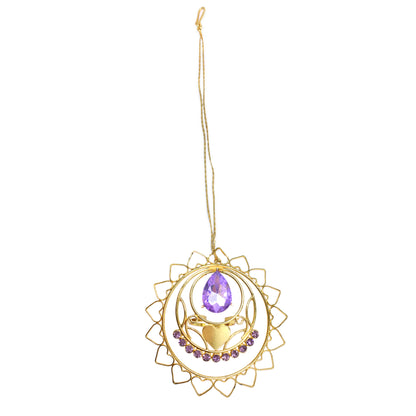 GOLDPLATED HEART RADIAL LAVENDER PHULKARIYAAN MAANGTEEKA