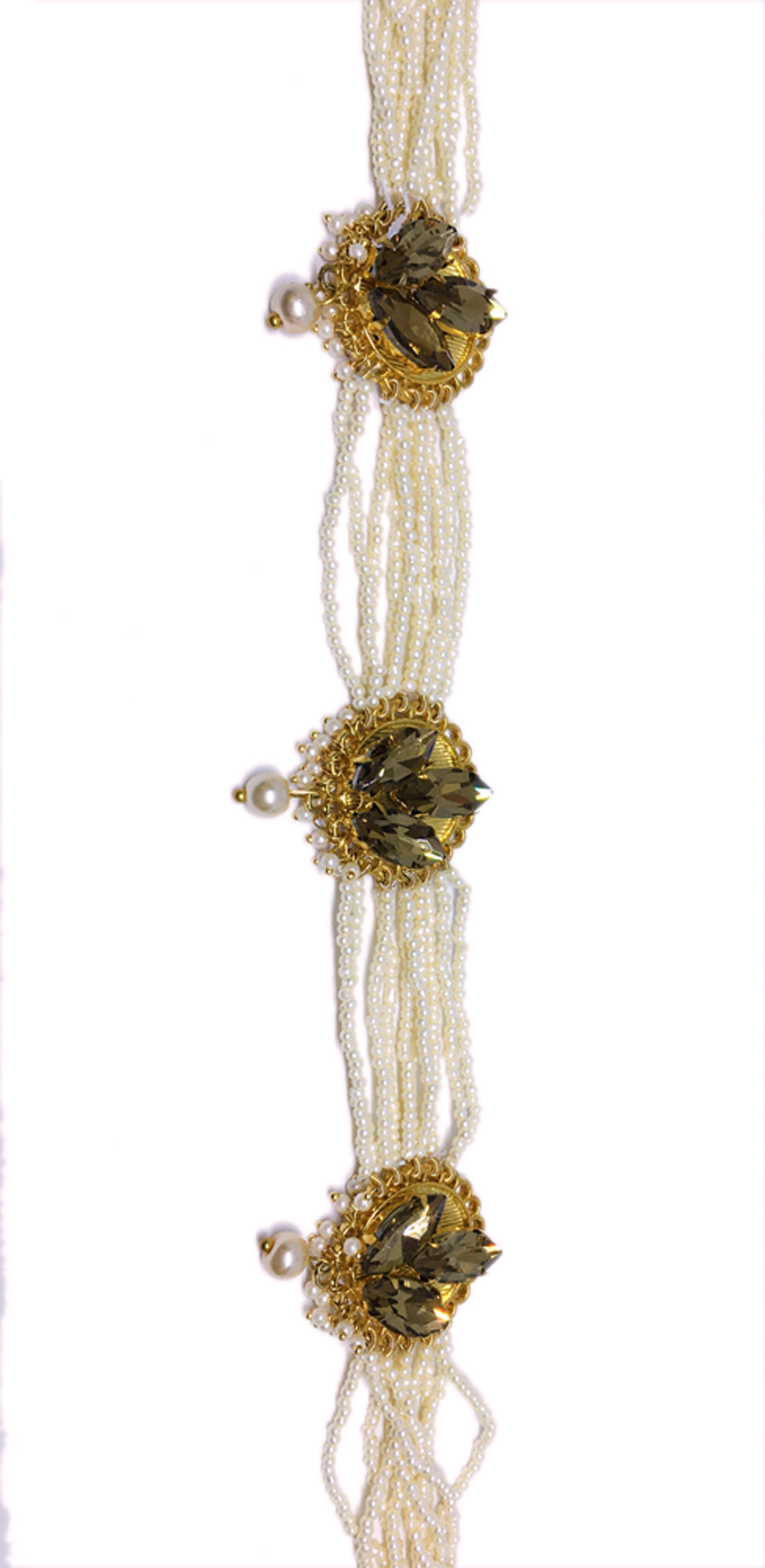 GOLD PLATED TOPAZ FLOWER PEARL PHULKARIYAAN  STRING CHOKER