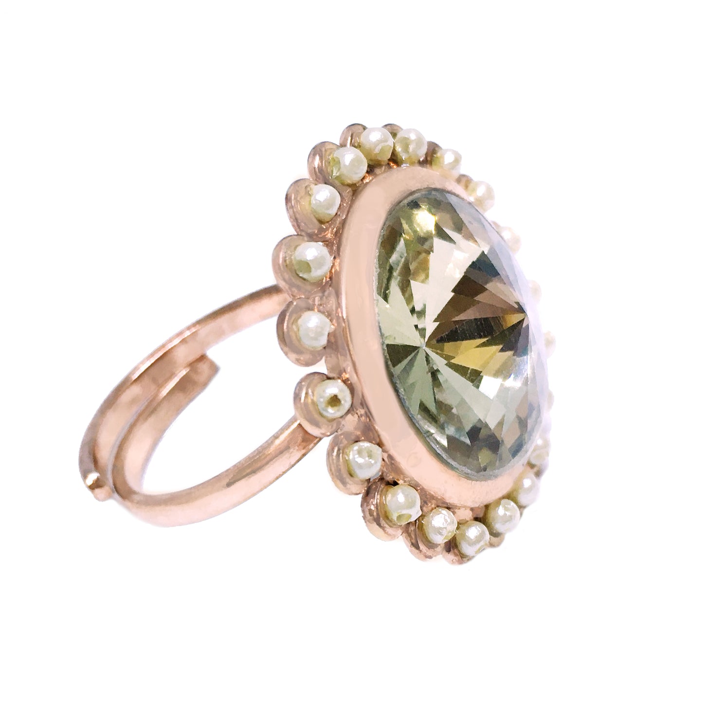 GOLDPLATED TOPAZ PEARL AURA PHULKARIYAAN RING