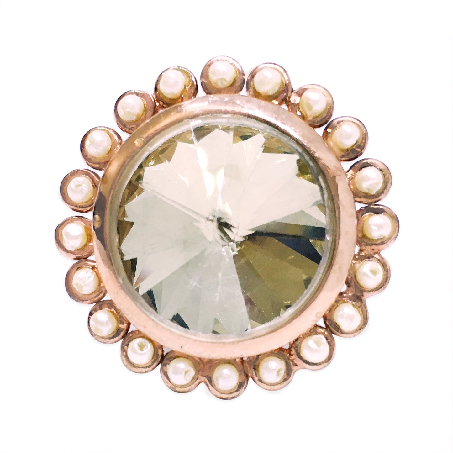 GOLDPLATED TOPAZ PEARL AURA PHULKARIYAAN RING