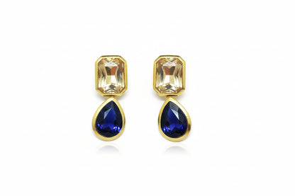 Golden shadow With Blue drop earring