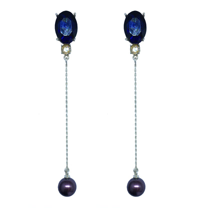 Silver Plated Montana Blue Pearl Earring