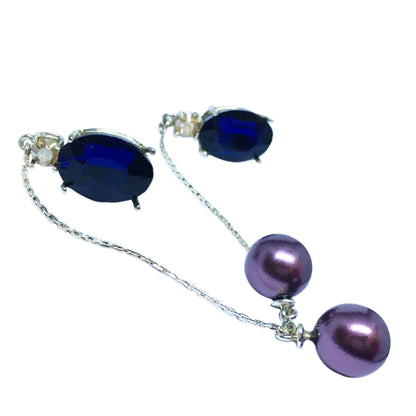 Silver Plated Montana Blue Pearl Earring