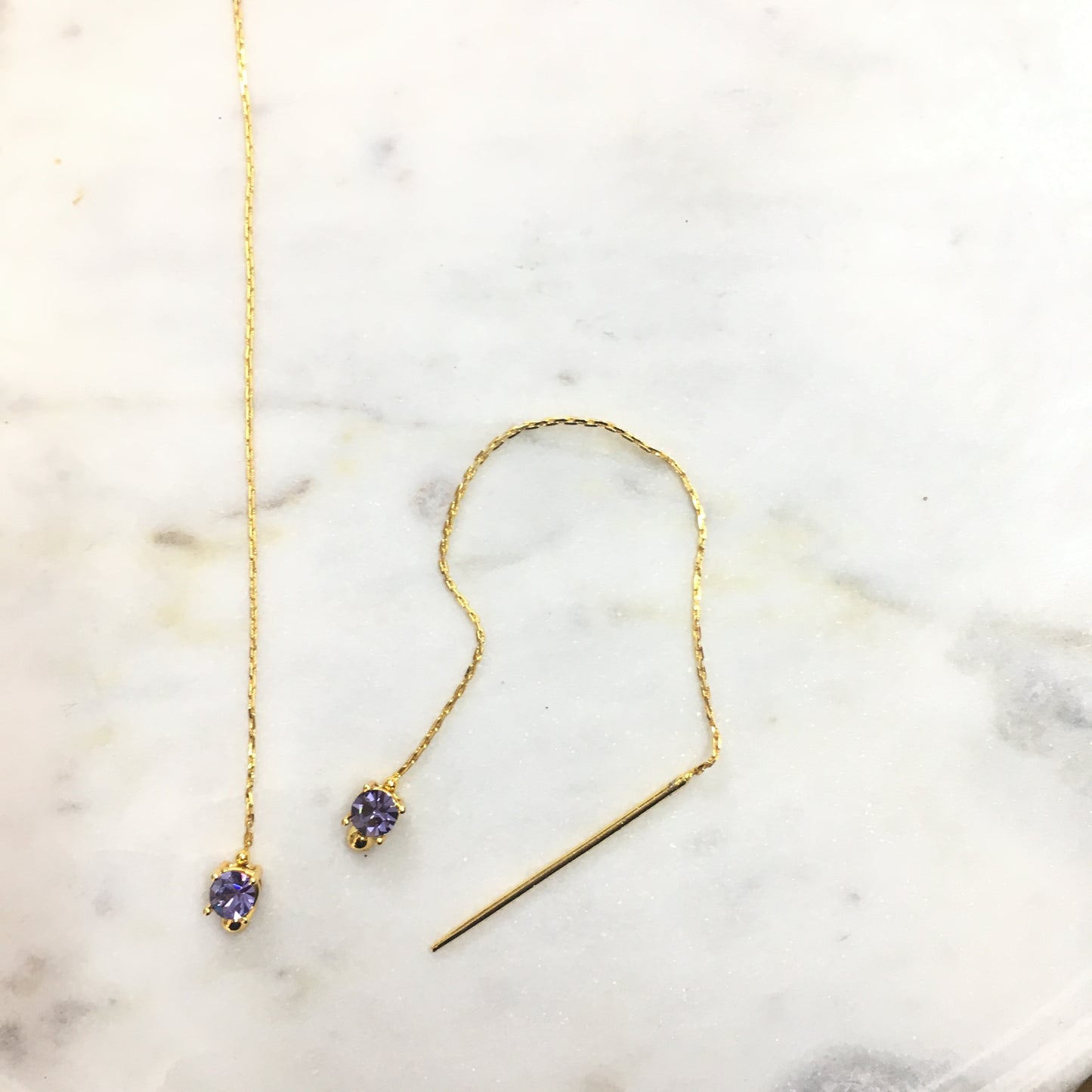 Amelia Lavender Chaton Needle Earrings
