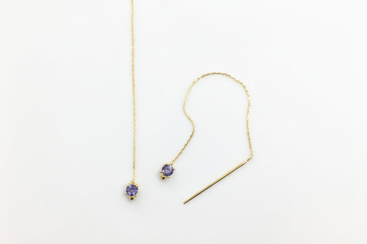 Amelia Lavender Chaton Needle Earrings