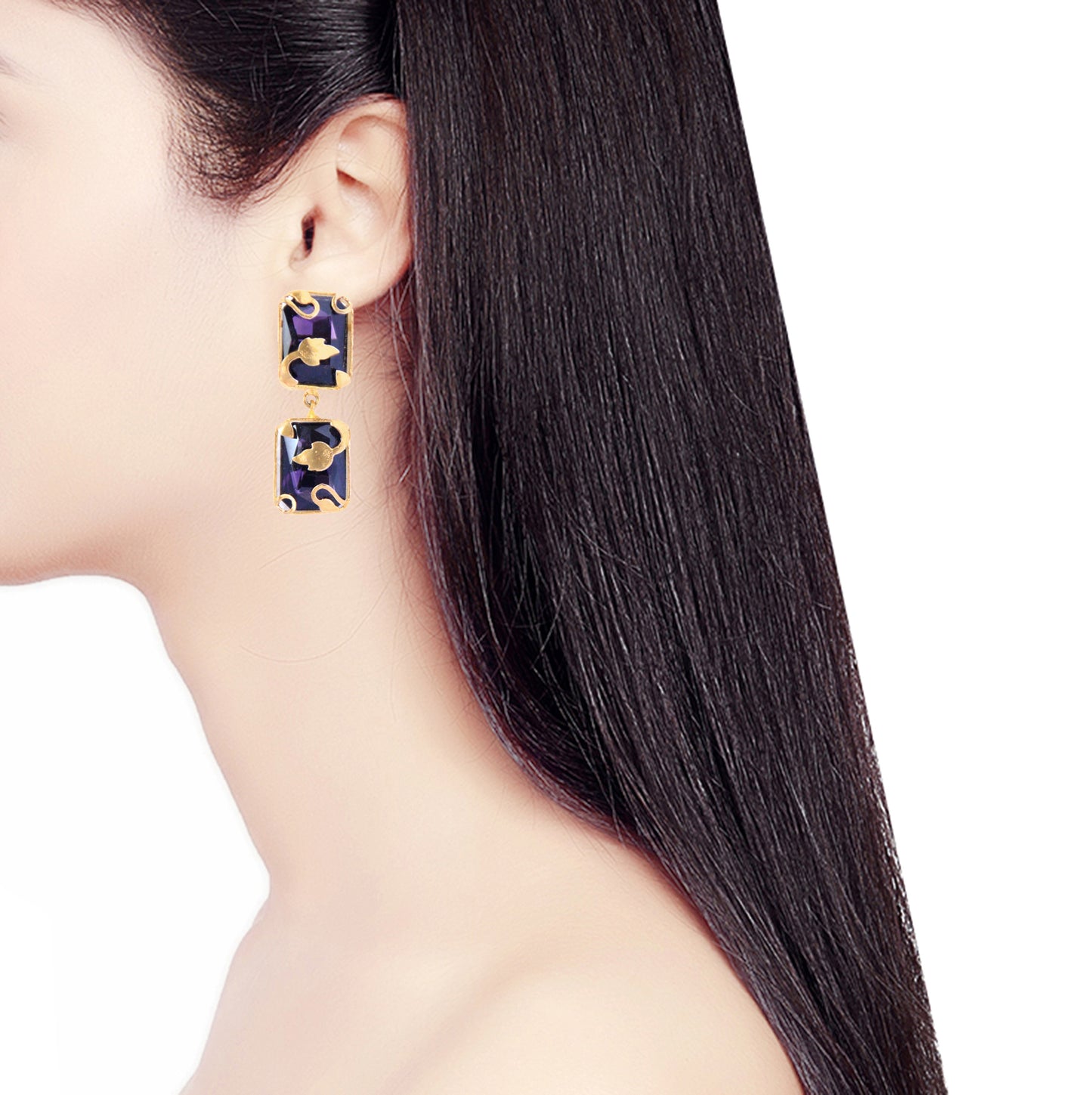 Purple Gold Vinifera Block Earring