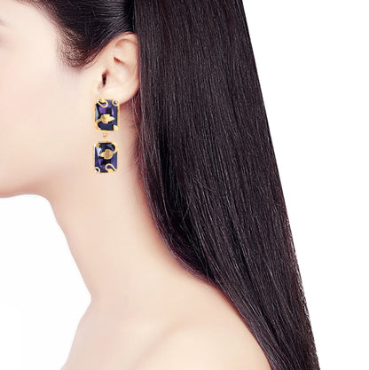 Purple Gold Vinifera Block Earring