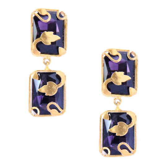 Purple Gold Vinifera Block Earring
