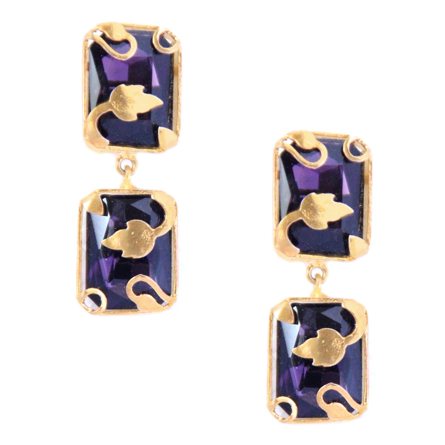 Gold Vinifera Block Earrings