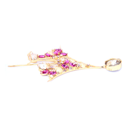 Gold-plated Internode Pink Bud Earrings