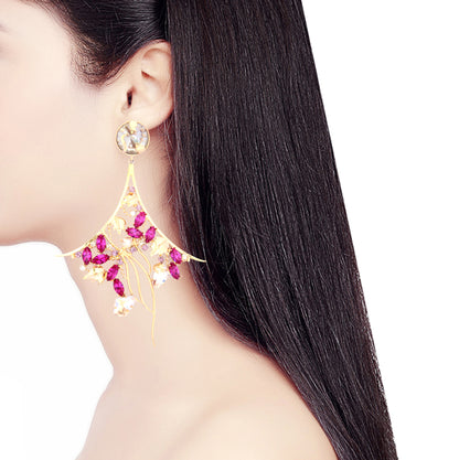 Gold-plated Internode Pink Bud Earrings