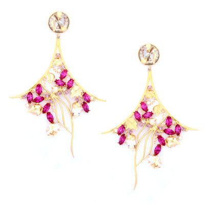 Gold-plated Internode Pink Bud Earrings