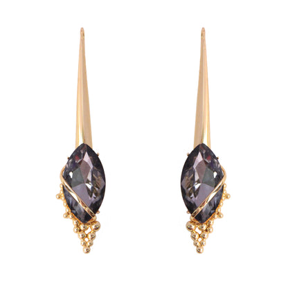 Inflorescence Flower Vinifera Smoke Marquis Dangler Earrings