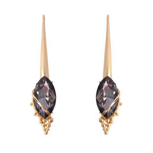 Inflorescence Flower Vinifera Smoke Marquis Dangler Earrings
