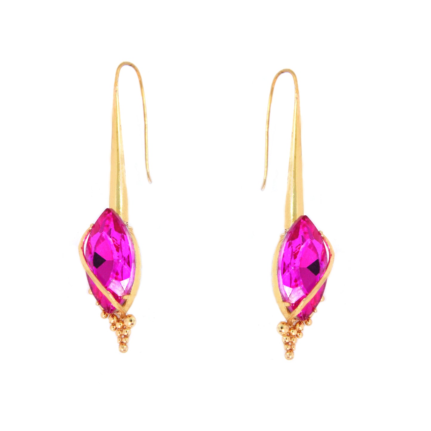 Inflorescence Flower Vinifera Magenta Marquis  Hoop Earrings