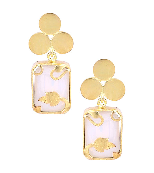 White Opal Vinifera Block Earrings