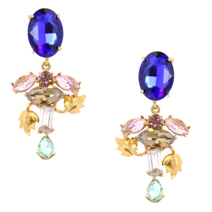 Peach Blue Inflorescence Flower Vinifera Earrings