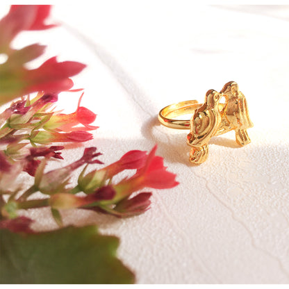 All Gold Love Birds Ring