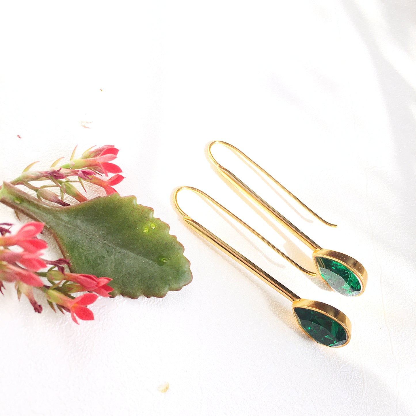 Emerald Green Drop Earrings